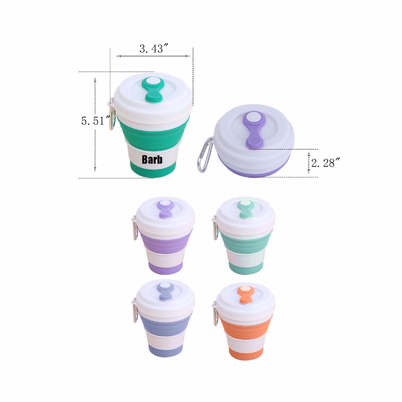 350ml/12oz Collapsible Silicone Coffee Cup with Carabiner