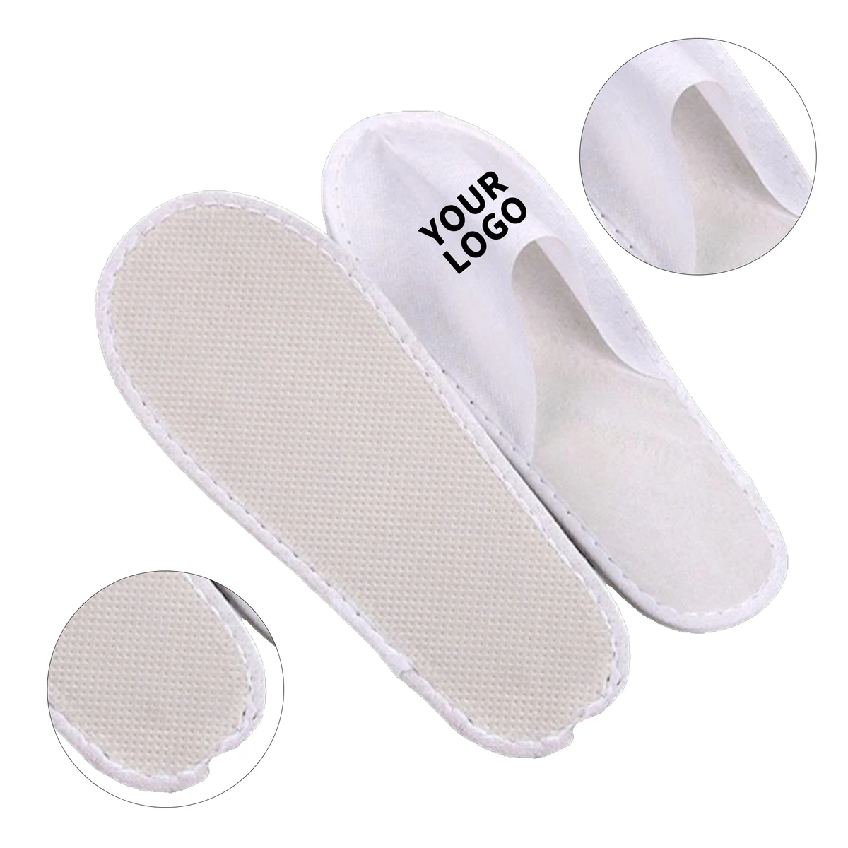 Disposable Close Toe Slippers Brushed Plush Material 1