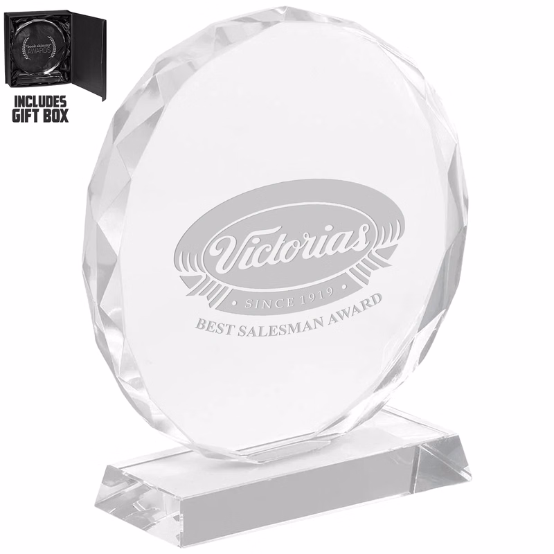 Round Edge Branded Crystal Glass Awards