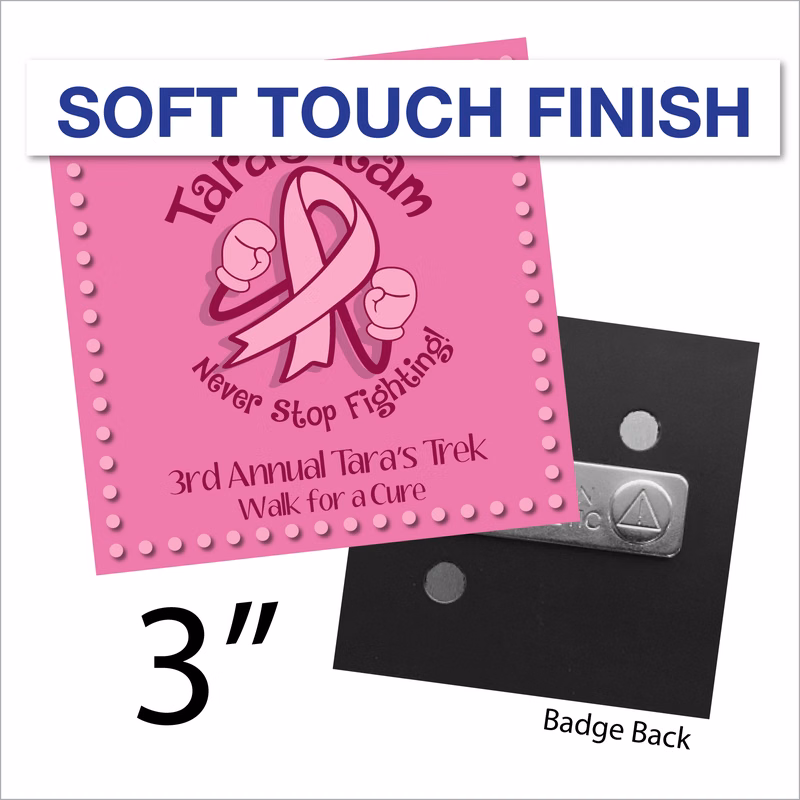 Soft Touch Square Button - 3" x 3" - Badge Backing