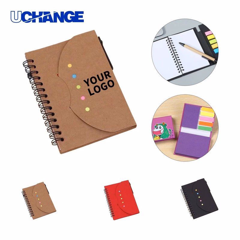Recycled Kraft Cover Notebook Set with Pen and Sticky Notes