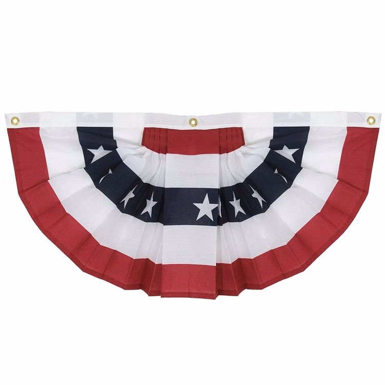 36"x72" Cotton Decorative Bunting Pleated Fans With Stars Header & Grommets