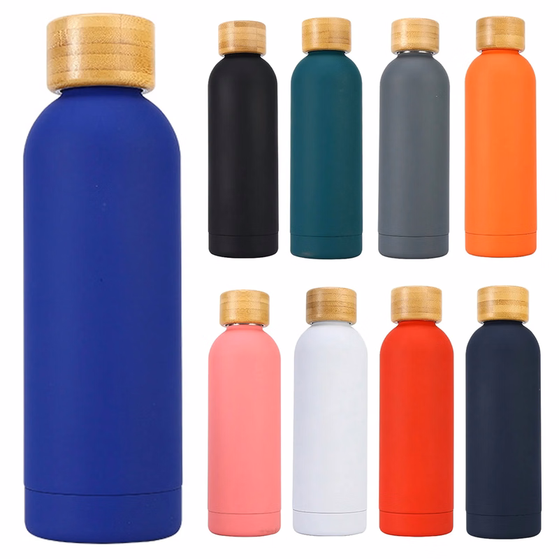 17 oz Double Wall Stainless Steel Bottle With Bamboo Lid