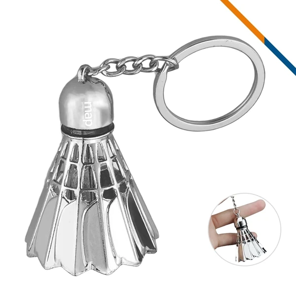 Custom Metal Badminton Key Ring with Chrome Finish — Sports Event Giveaway 1