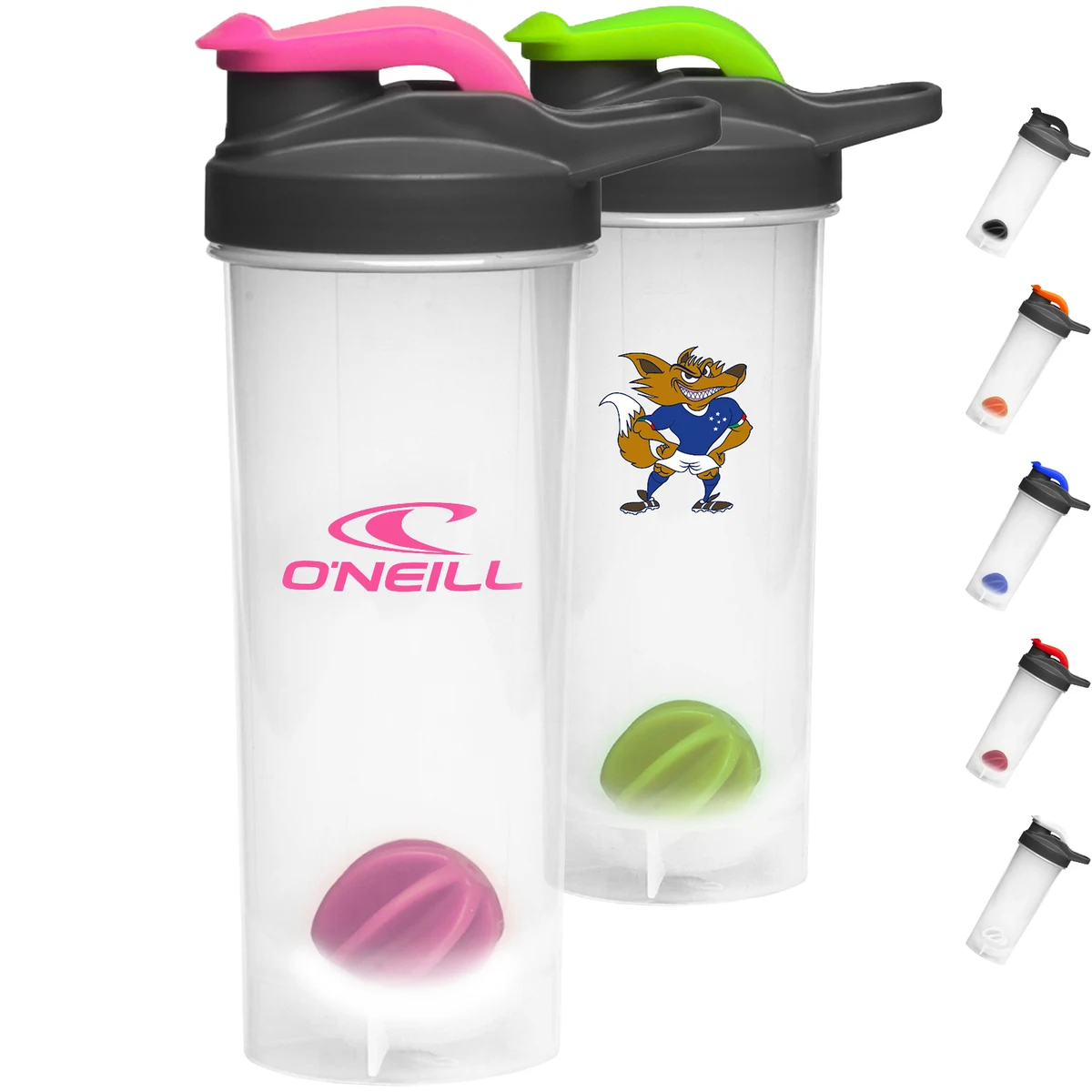 Gym Water Bottles - 24 oz. Shaker Bottle w/ Mixer & Handle 1