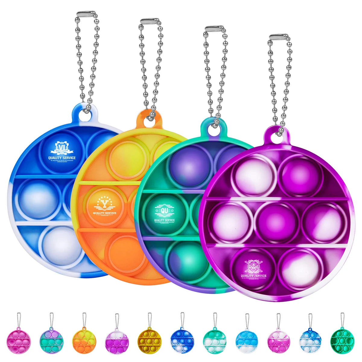 Multifuctional Silicone Round Mini Push Bubble Keychain 1