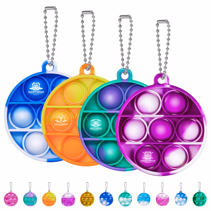 Multifuctional Silicone Round Mini Push Bubble Keychain