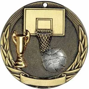 Basketball Tri-Colored Medal 2" 1