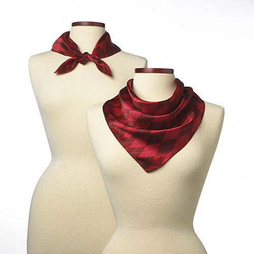 Maroon Argyle Silk Scarf (21"x21") 1