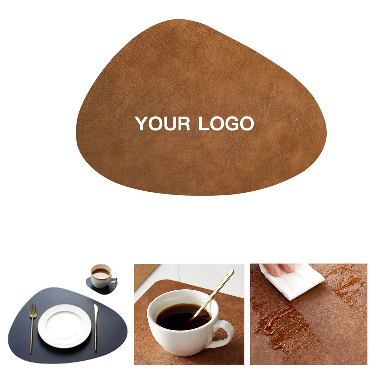 PU Leather Teardrop Coaster for Heat Protection 1