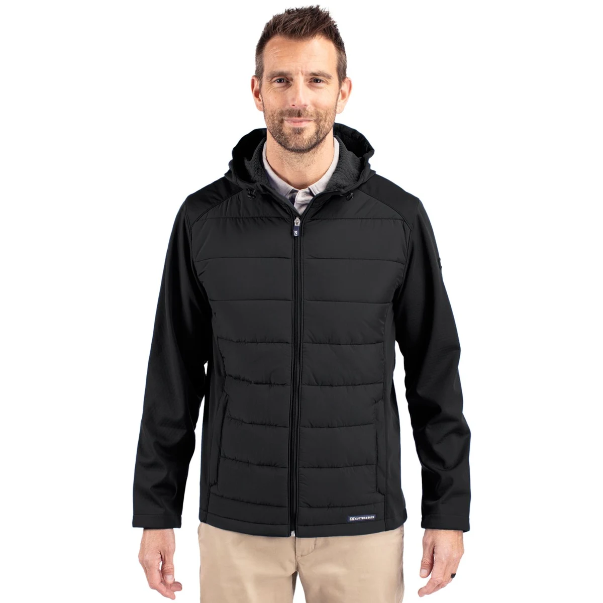 Cutter & Buck Evoke Recycled HoneycombFleece Mens Big & Tall Hybrid Full Zip Jacket Big & Tall 1