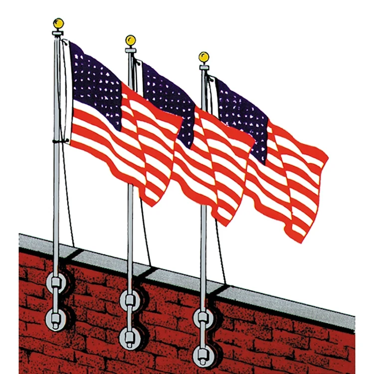 12' Vertical Wall Mounted Flagpole Set with Brackets 1