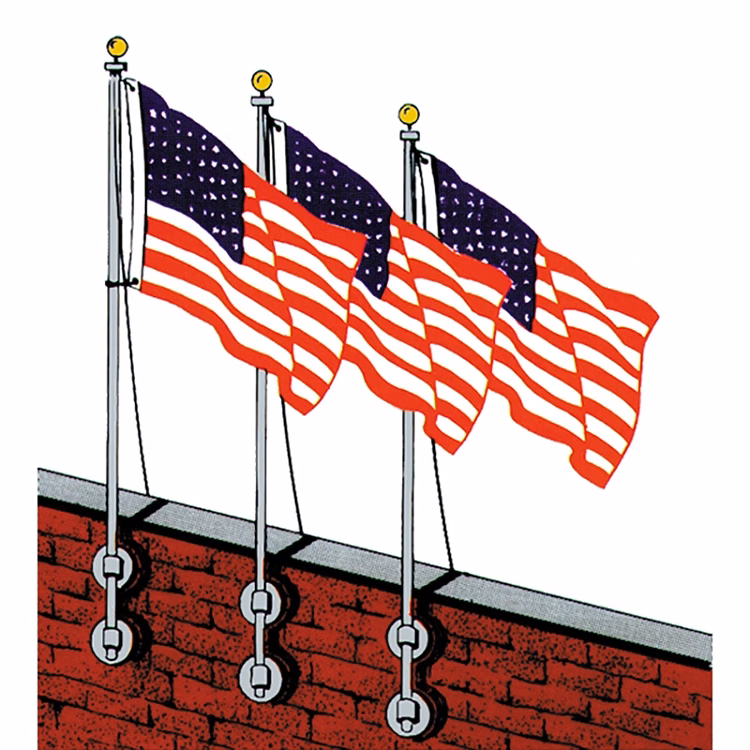 10' Vertical Wall Mounted Flagpole Set with Brackets