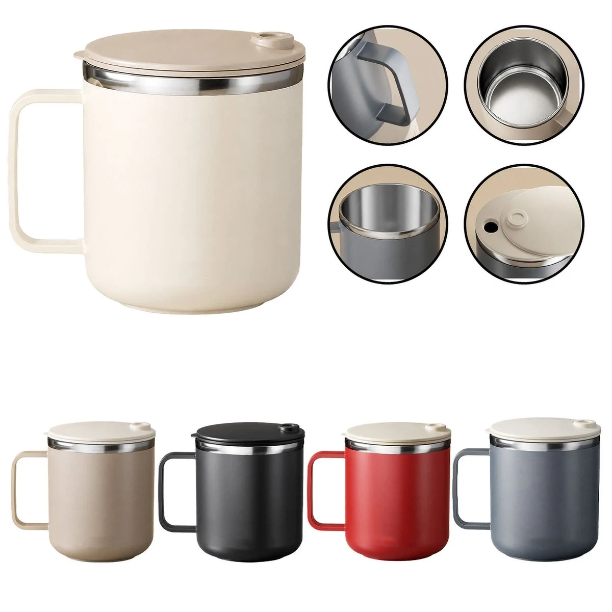 Sliding Lid Stainless Coffee Mug 1