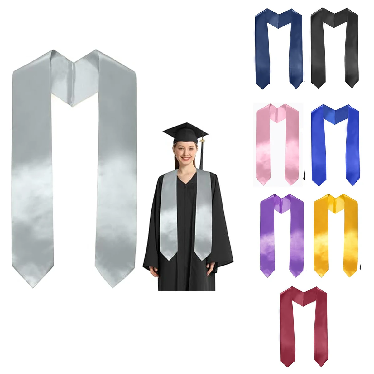 Plain Graduation Stole for Unisex Adults 1