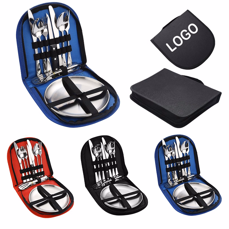 10pcs Stainless Steel Tableware Set With Bag