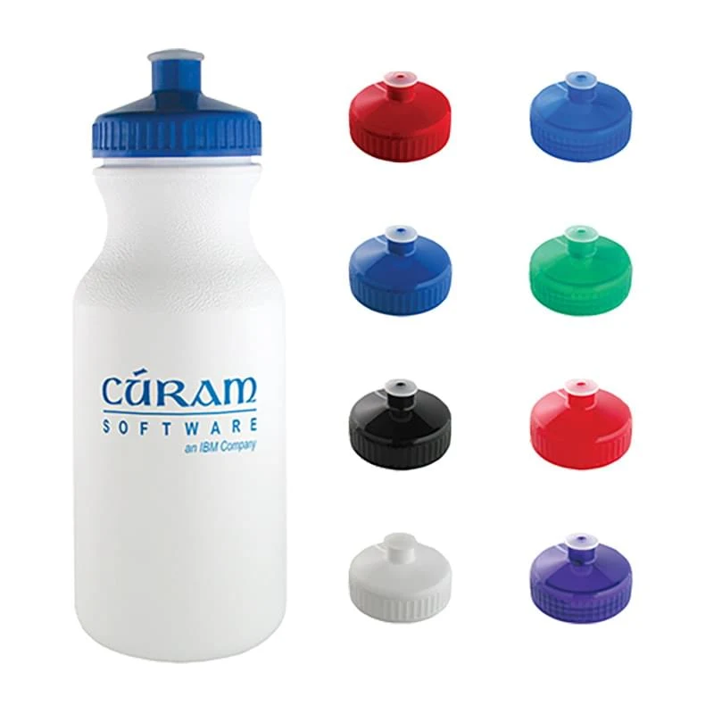 20 Oz White Plastic Water Bottle With Colored Lid 1