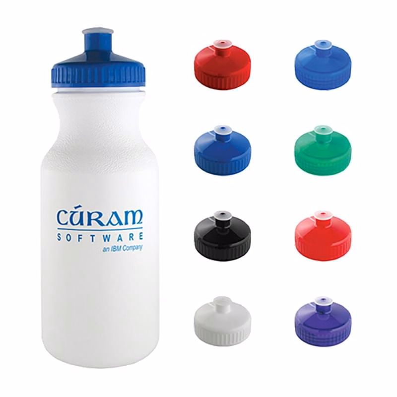 20 Oz White Plastic Water Bottle With Colored Lid