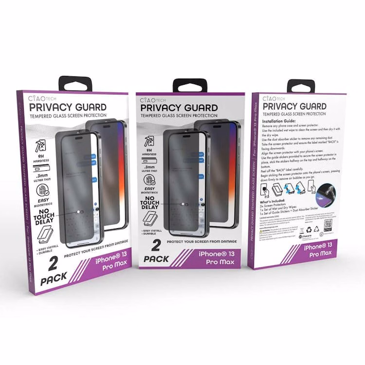 Iphone 13 Pro Max Glass Privacy Screen Protector 2pk