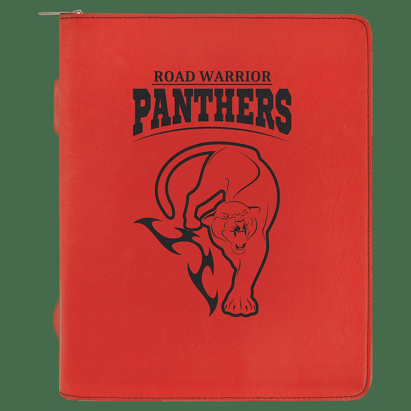 9 1/2" x 12" Red Leatherette Portfolio with Zipper and Notepad