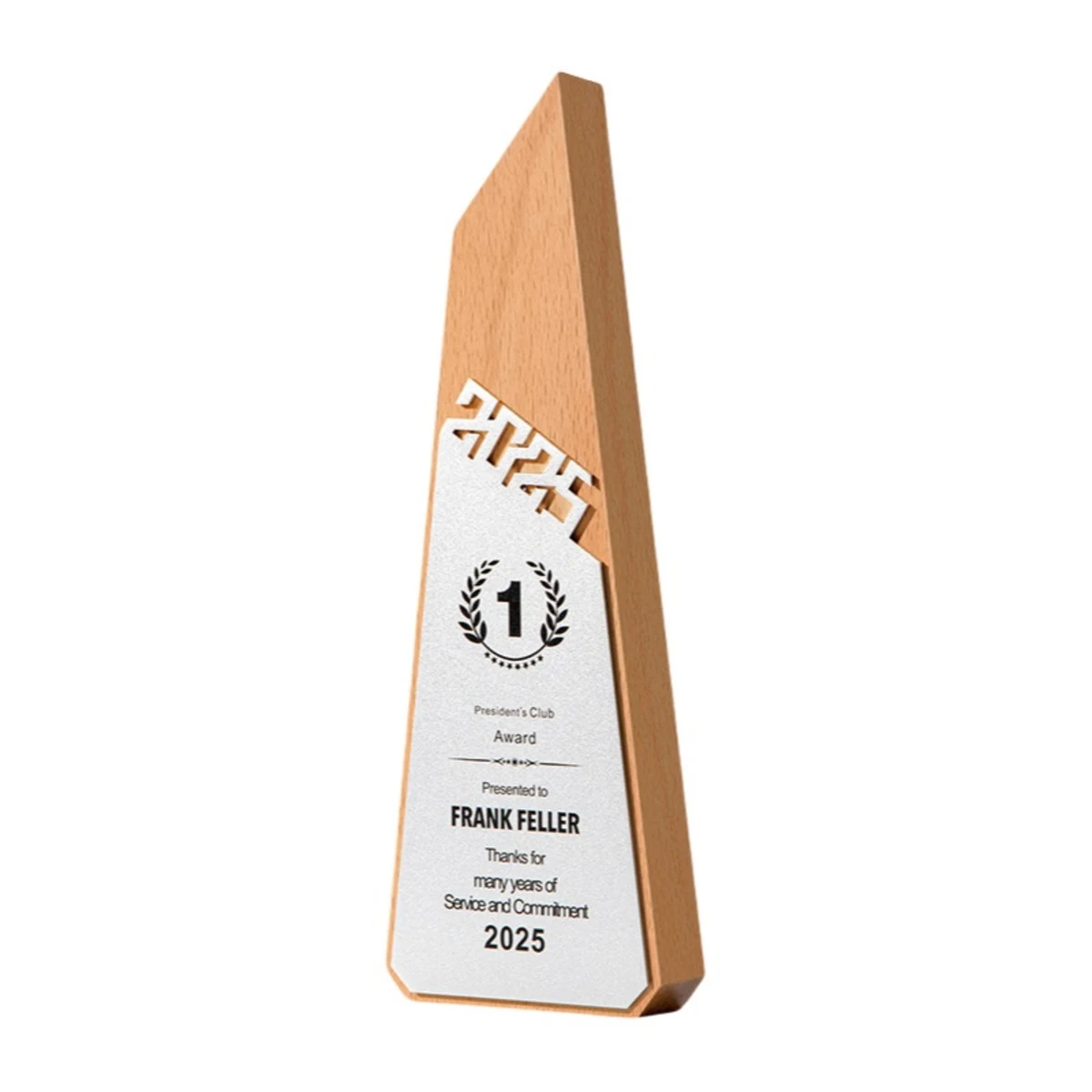 2025 Wooden Trophy With Metal Accents 1