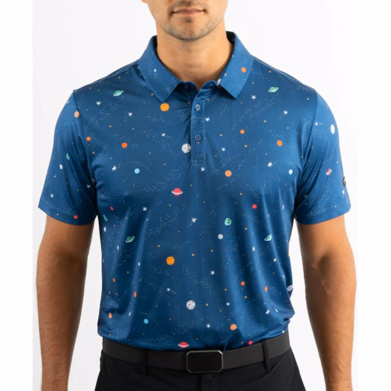 YATTA Golf® - Palm Noir men's Wrinkle resistant Golf Polo Shirts