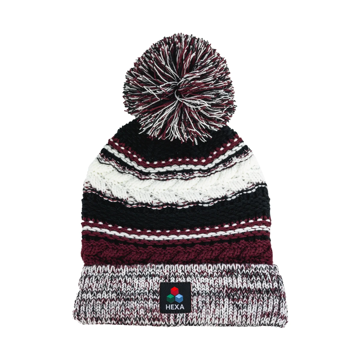 Pom Pom Beanie w/ Sewn Woven Patch 1