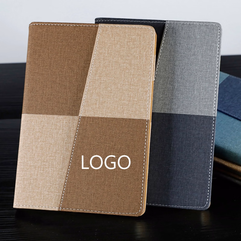 PU Cover Custom Logo Grid Notebook