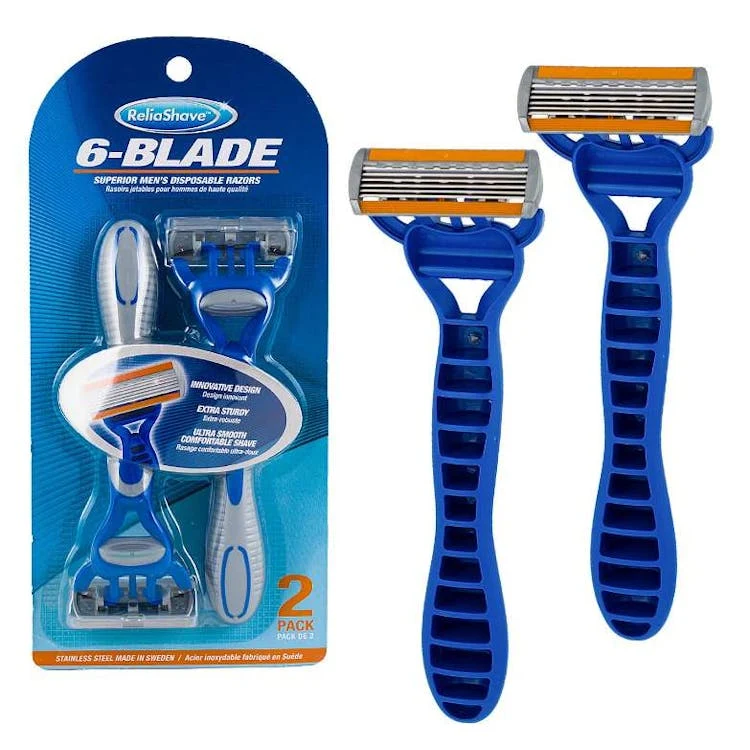 6 Blade Men's Disposable Razor - 2 Pack 1