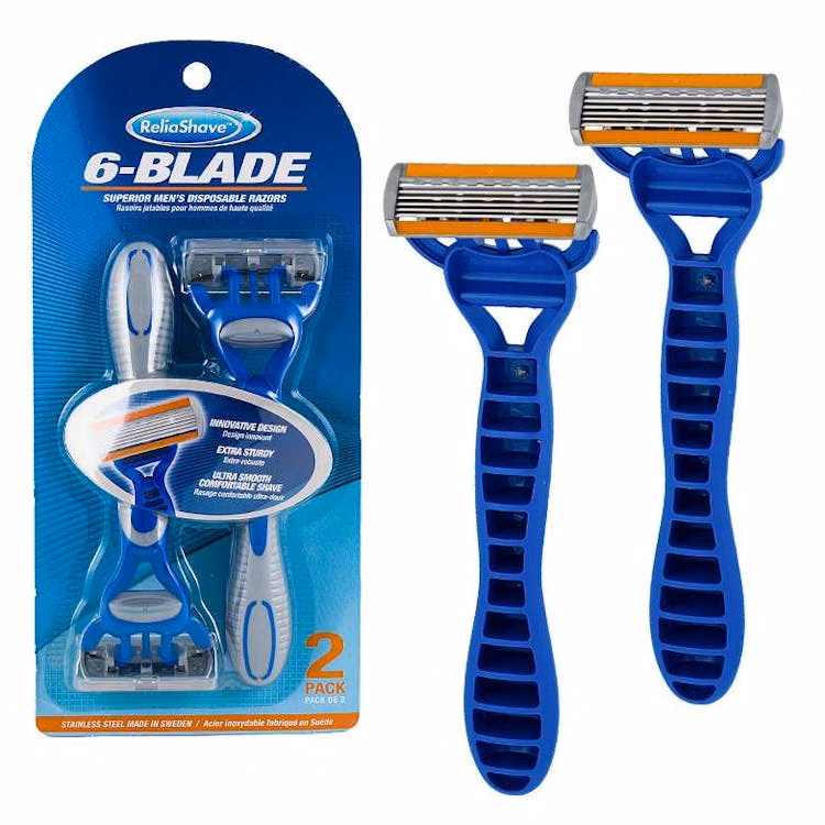 6 Blade Men's Disposable Razor - 2 Pack