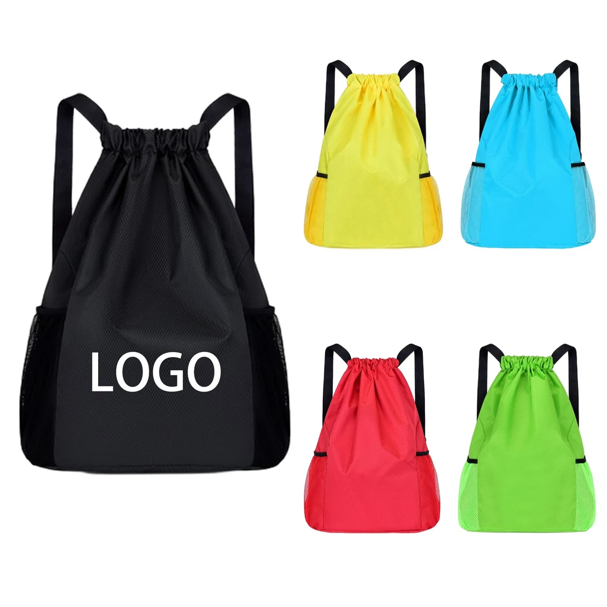 Drawstring Backpack With Mesh Side Pockets 1