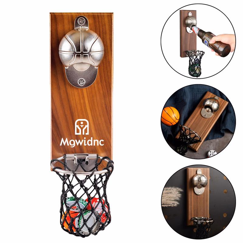 Basketball Fridge Magnet Bottle Opener Wall Mounted Beer Opener with Comfortable Grip (7.87x3.15 inc
