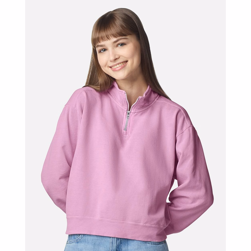 Women's Garment-Dyed Mid-Length Quarter-Zip Sweatshirt - 1580L