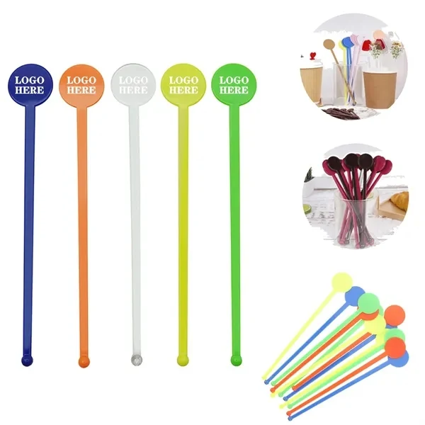 Custom 7 Inch Plastic Beverage Stirrer with Disc Top — Bars & Cocktail Promo 1