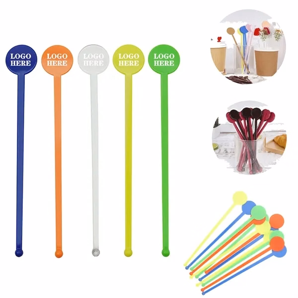 Custom 7 Inch Plastic Beverage Stirrer with Disc Top — Bars & Cocktail Promo