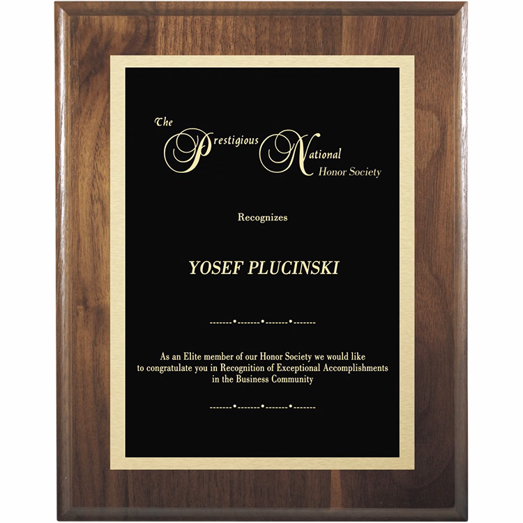 Double Plate Lasered Plaque-Walnut