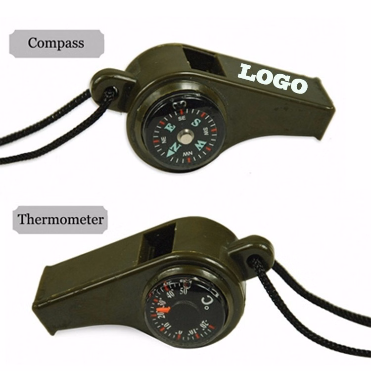 3 in 1 Survival Whistle W/ Compass and Thermometer