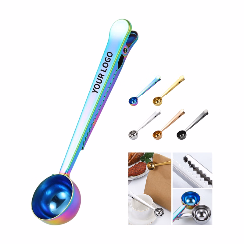Stainless Steel Measuring Coffee Scoop With Food Bag Sealing Clip