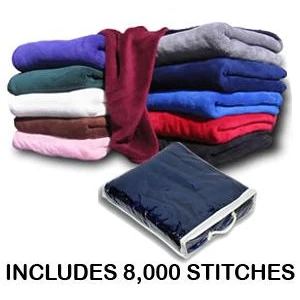 Micro Plush Coral Fleece Blanket - Embroidered 1