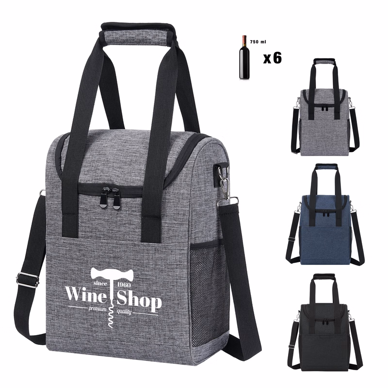 Elegant 6-Bottle Insulated Wine Cooler Bag
