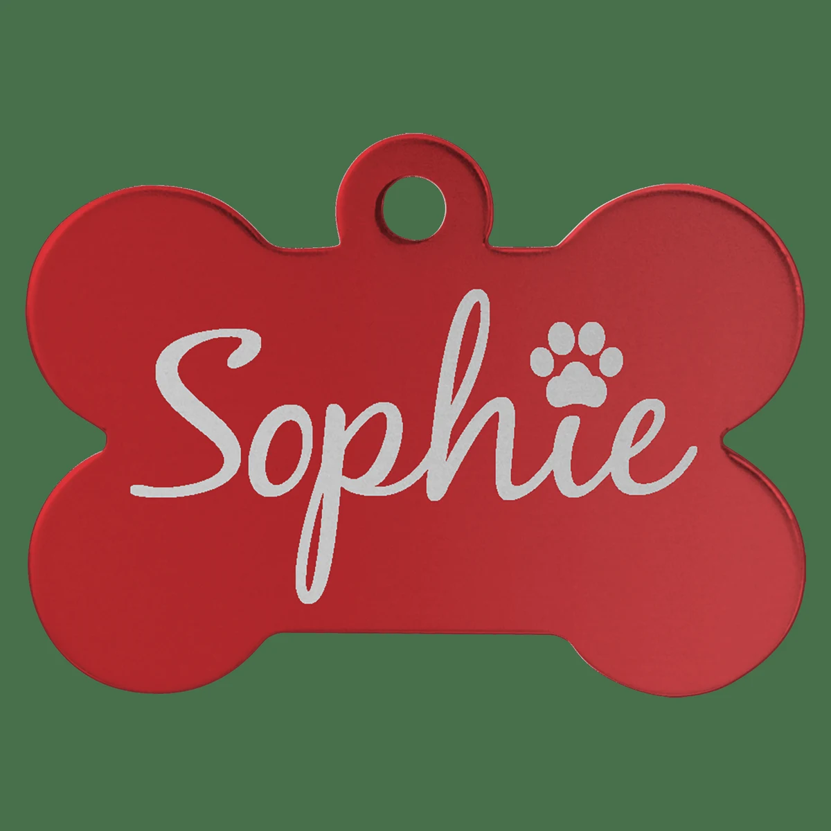 1 1/4" x 3/4" Red Anodized Aluminum Bone Pet Tag 1