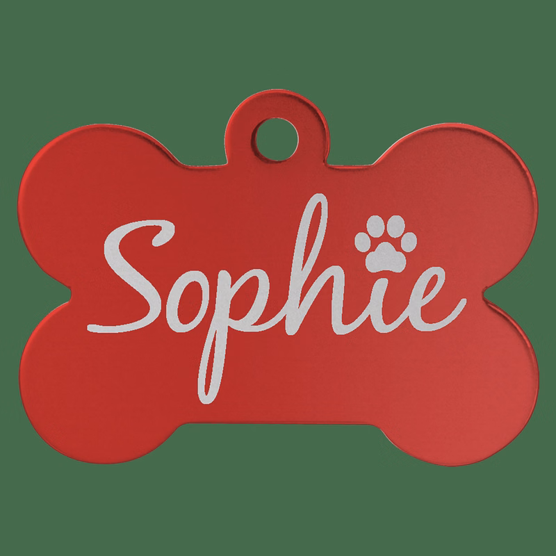 1 1/4" x 3/4" Red Anodized Aluminum Bone Pet Tag