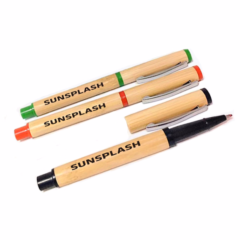 Eco-friendly Multicolor Bamboo Ballpoint Pen with Cap