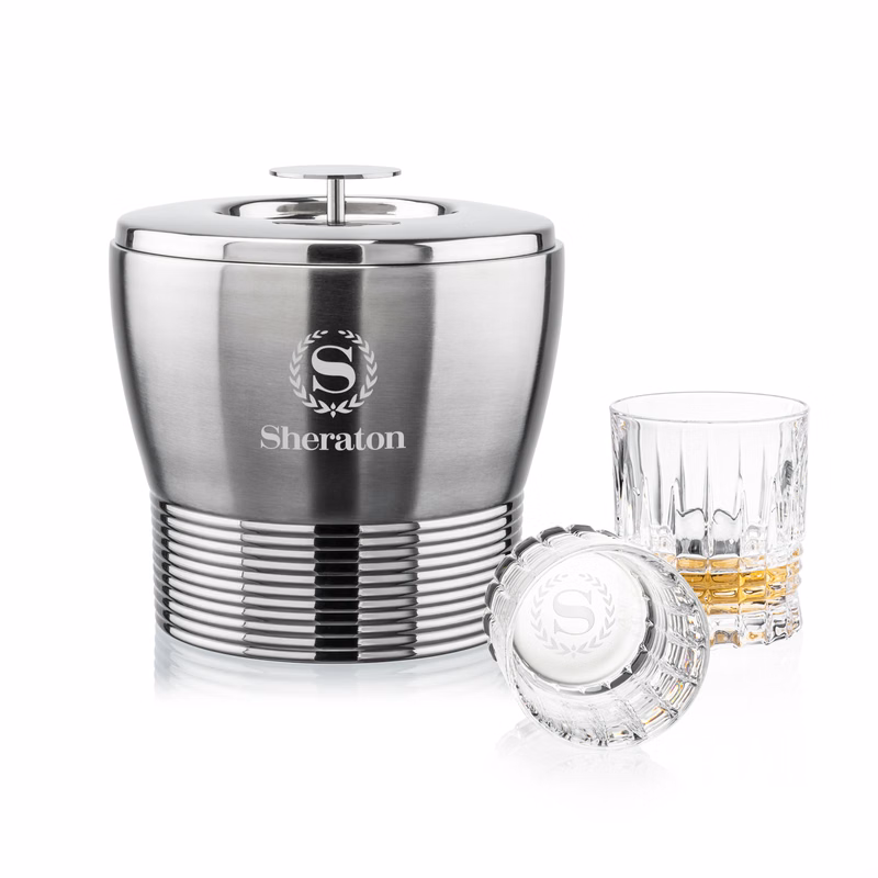 Genoa Ice Bucket & Princeton On-the-Rocks Set