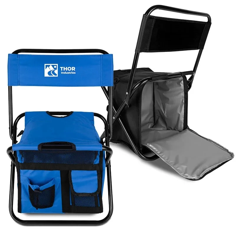 Folding Chair with 24 Can Cooler Bag & Pockets 1