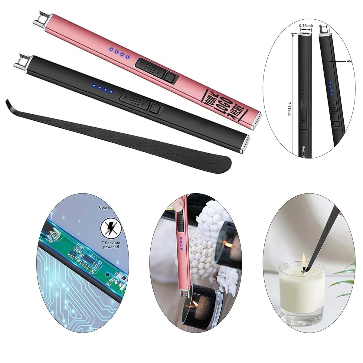 USB Electric LED Battery Display Safety Switch Rechargeable Windproof Flameless Lighter 1