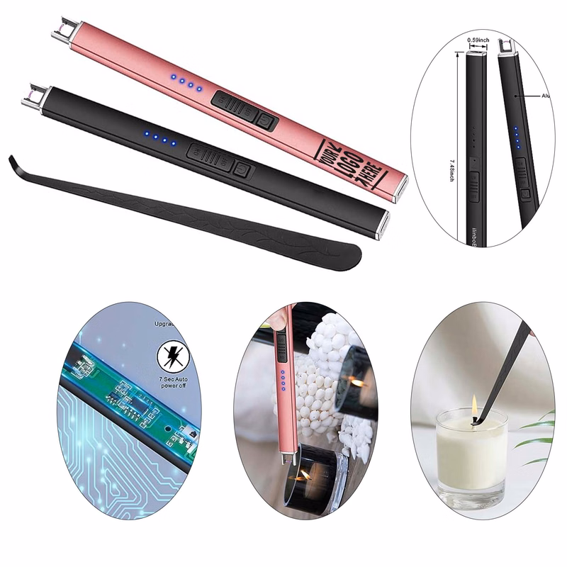 USB Electric LED Battery Display Safety Switch Rechargeable Windproof Flameless Lighter