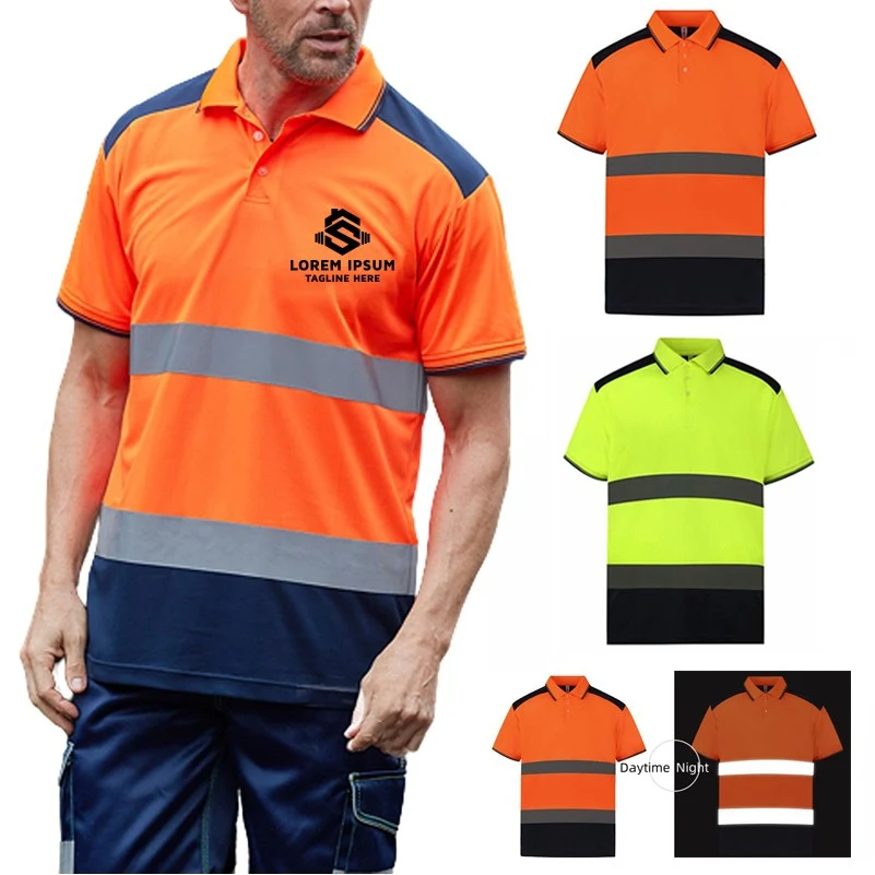 Class 3 Breathable Hi Viz Reflective Safety Short Sleeve Polo Shirt 1