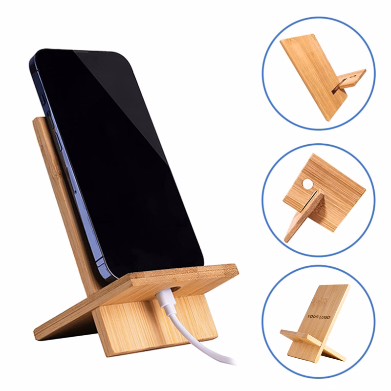 MOQ 50 Bamboo Phone Stand