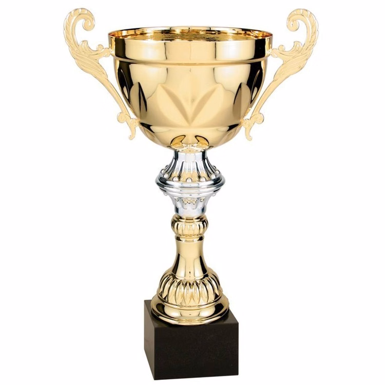11-3/4" Tall Gold Metal Cup Trophy with Marble Base